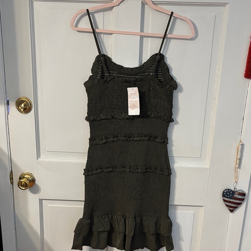 Fashion Bug Olive Ruffle Mini Dress